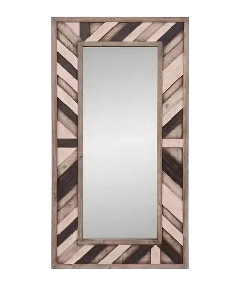 71" Ivory and Gray Wood Framed Leaning Accent Mirror - Grain & Gear