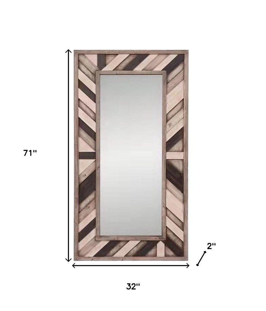 71" Ivory and Gray Wood Framed Leaning Accent Mirror - Grain & Gear