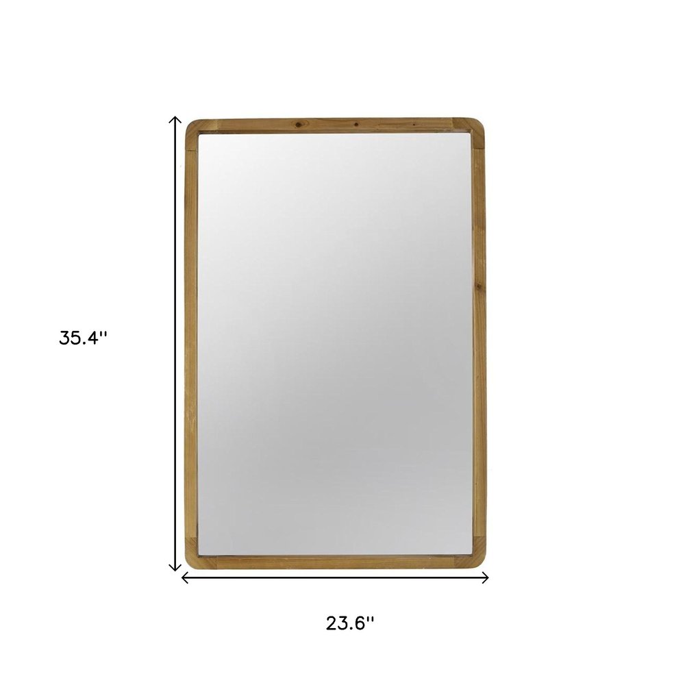 35" Brown Solid Wood Framed Accent Mirror - Grain & Gear