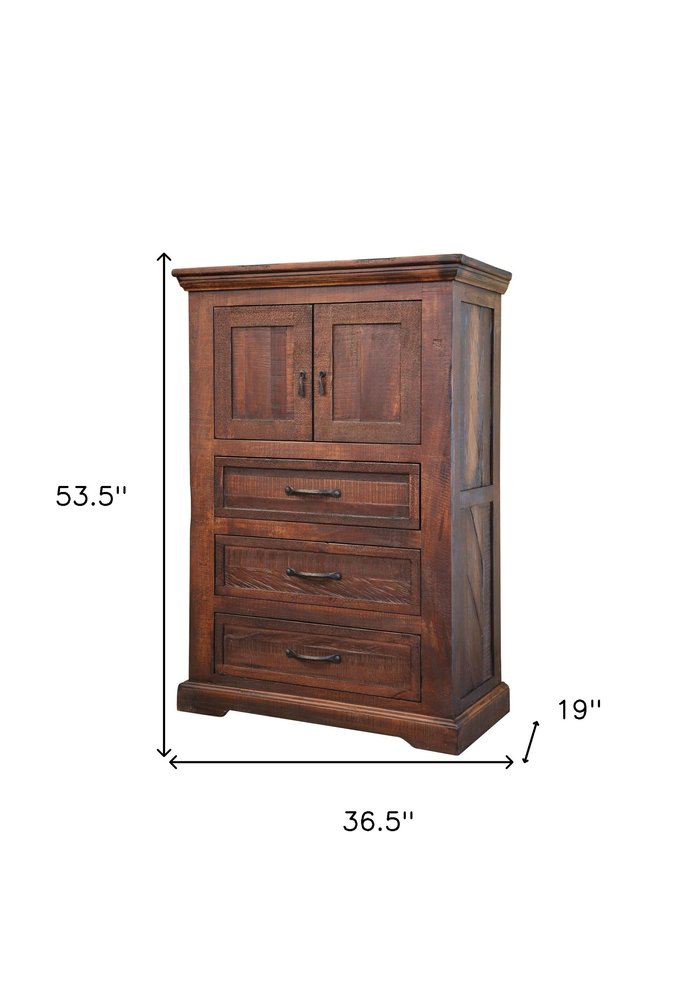 37" Brown Solid Wood Three Drawer Chest - Grain & Gear