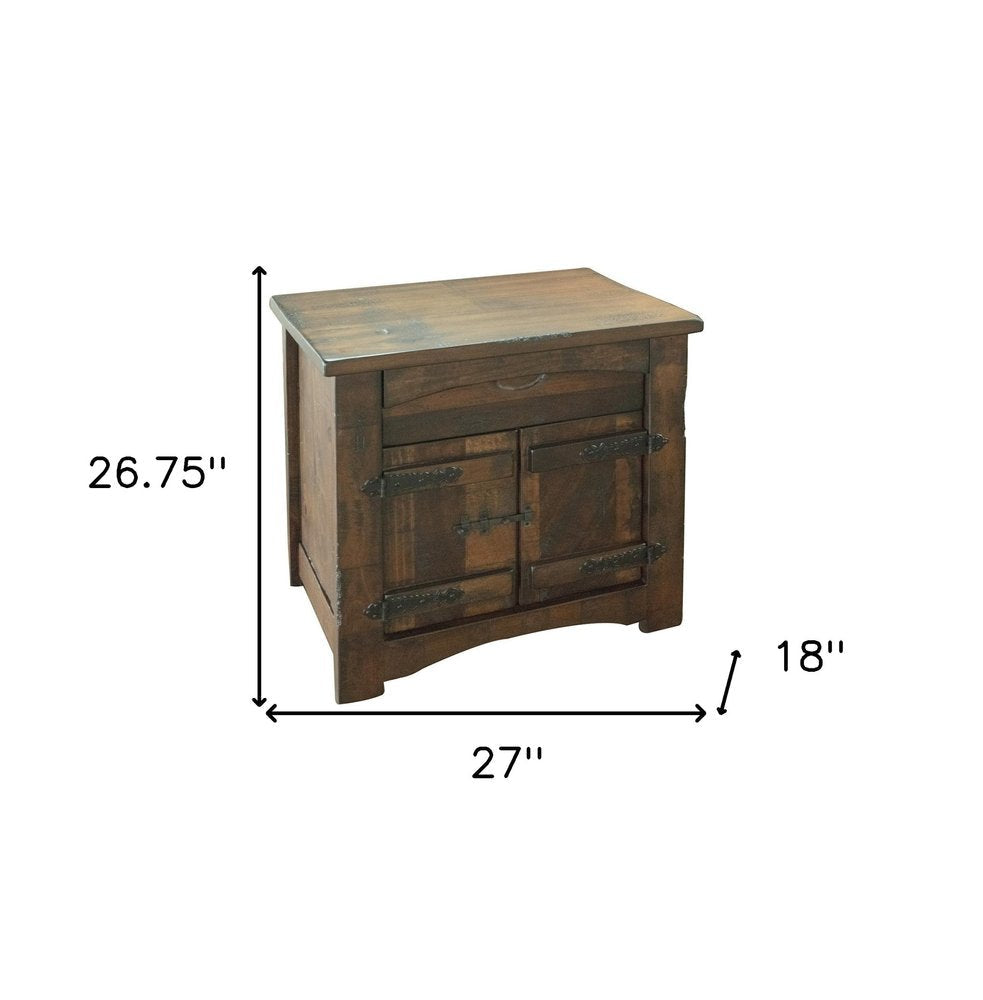 27" Brown Solid Wood One Drawer Nightstand - Grain & Gear