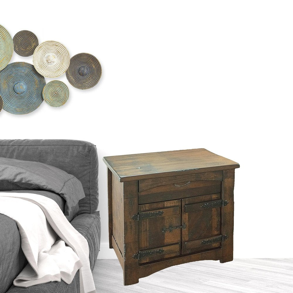 27" Brown Solid Wood One Drawer Nightstand - Grain & Gear