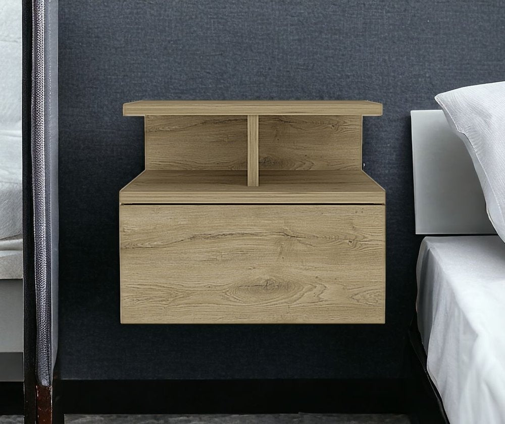 12" Beige Wood One Drawer Nightstand - Grain & Gear