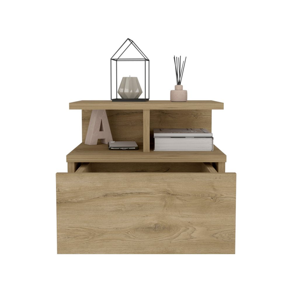 12" Beige Wood One Drawer Nightstand - Grain & Gear