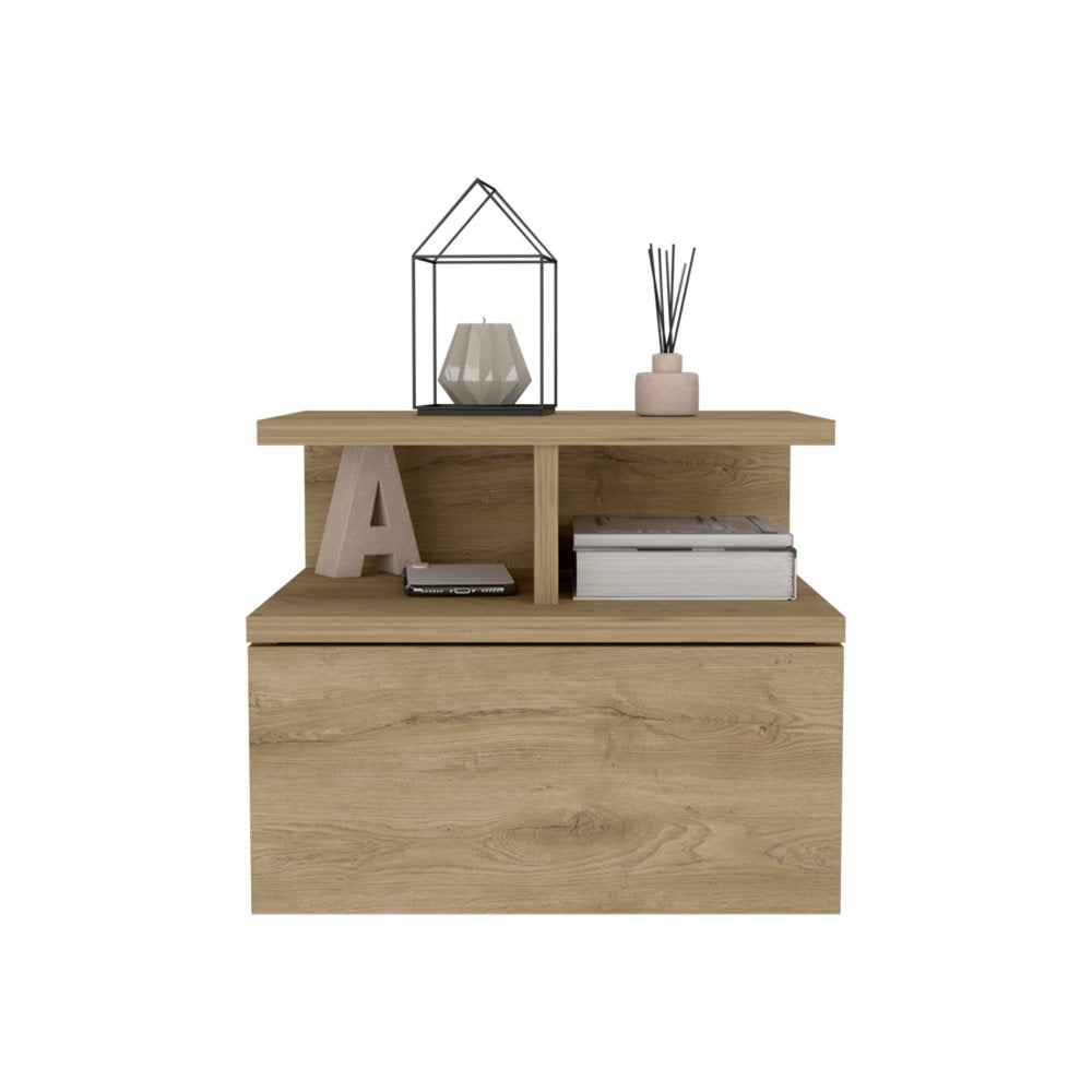 12" Beige Wood One Drawer Nightstand - Grain & Gear