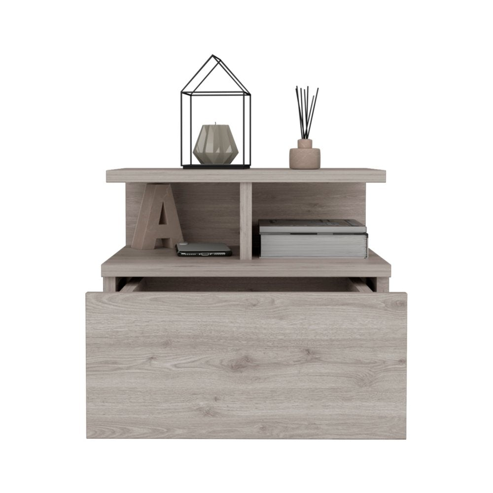 12" Light Gray Wood One Drawer Nightstand - Grain & Gear