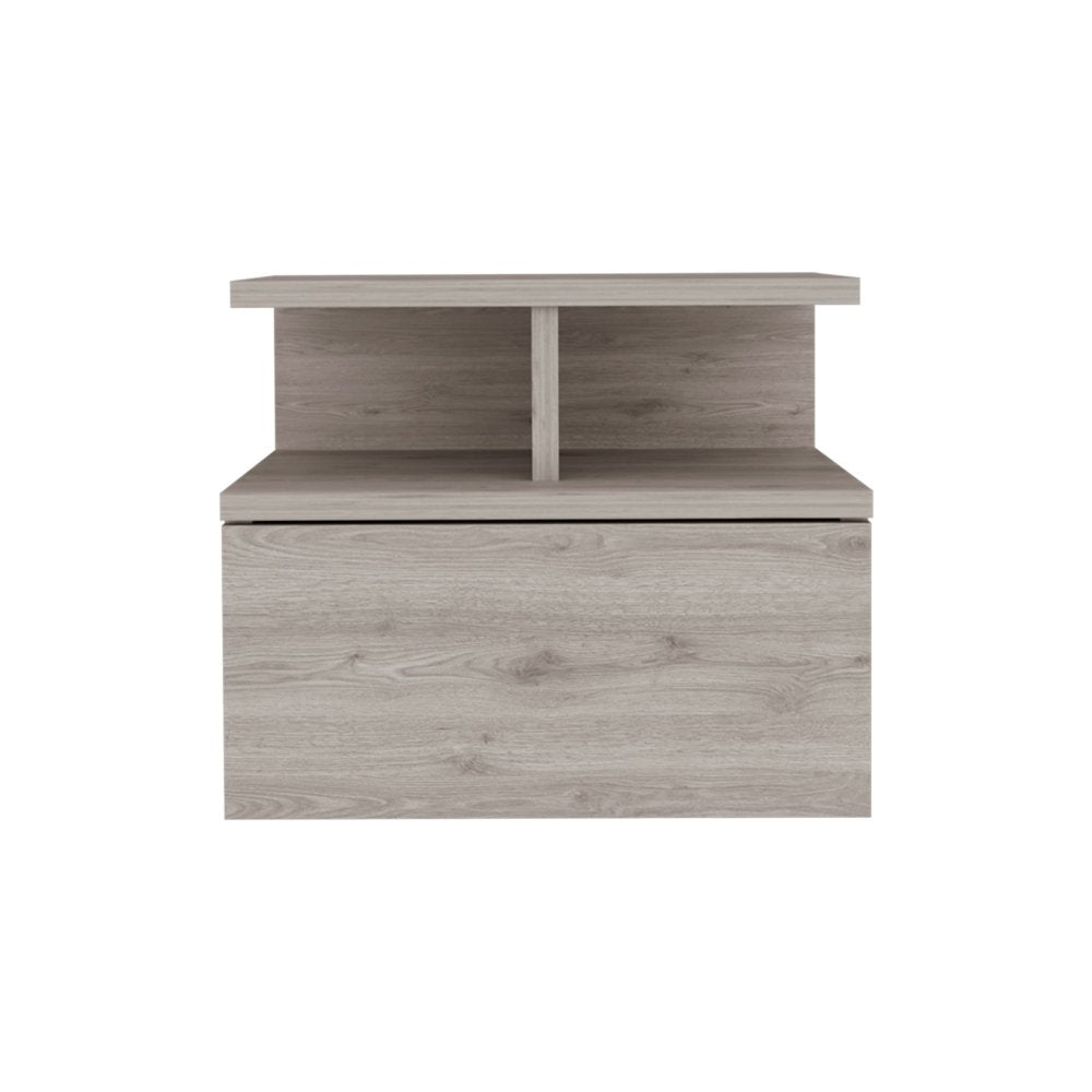 12" Light Gray Wood One Drawer Nightstand - Grain & Gear
