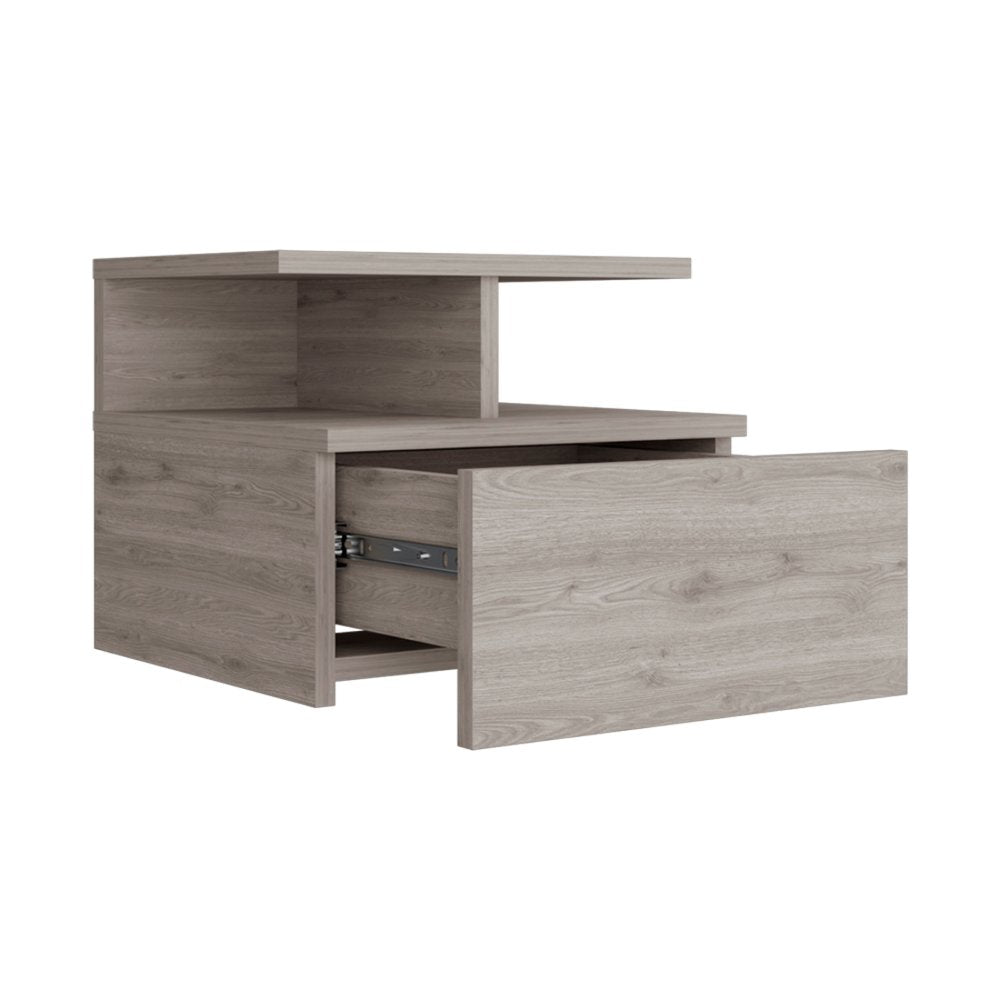 12" Light Gray Wood One Drawer Nightstand - Grain & Gear