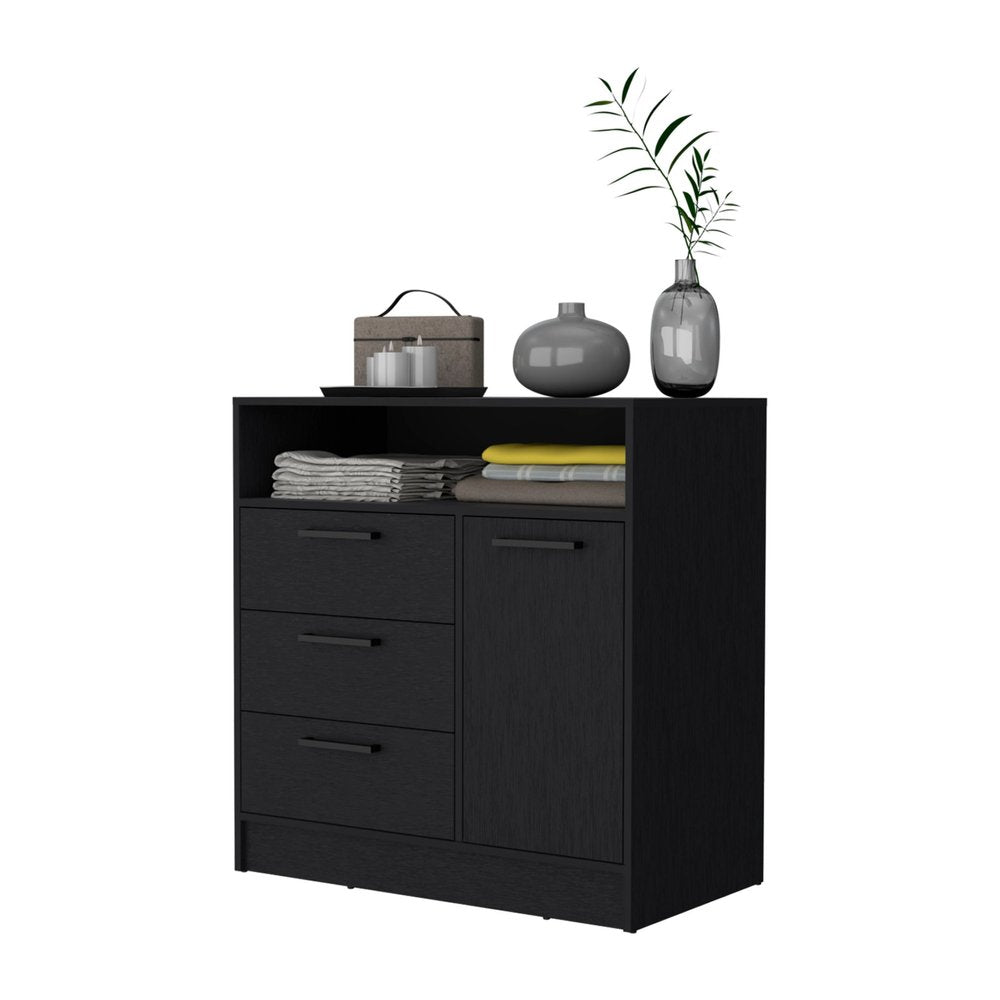 35" Black Three Drawer Dresser - Grain & Gear