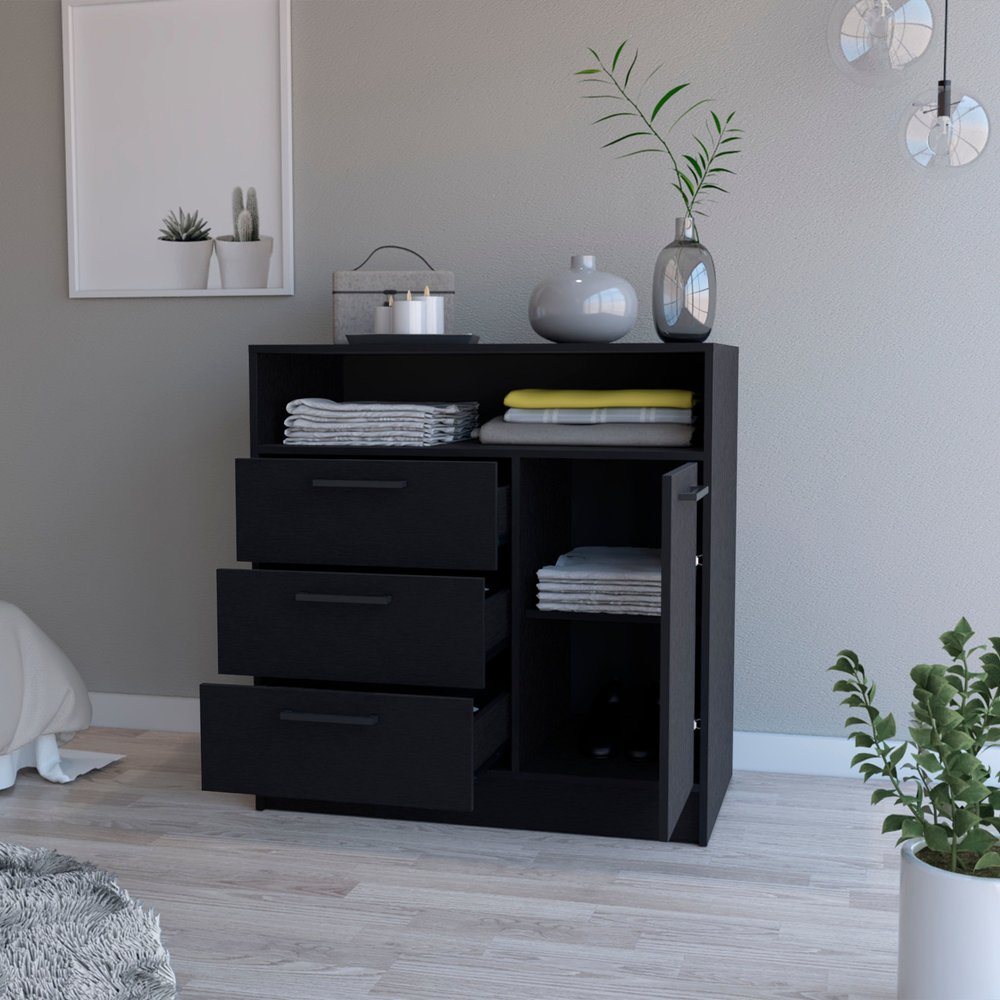 35" Black Three Drawer Dresser - Grain & Gear