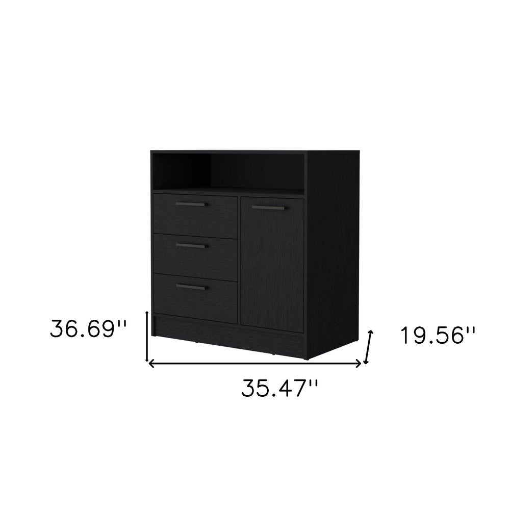35" Black Three Drawer Dresser - Grain & Gear