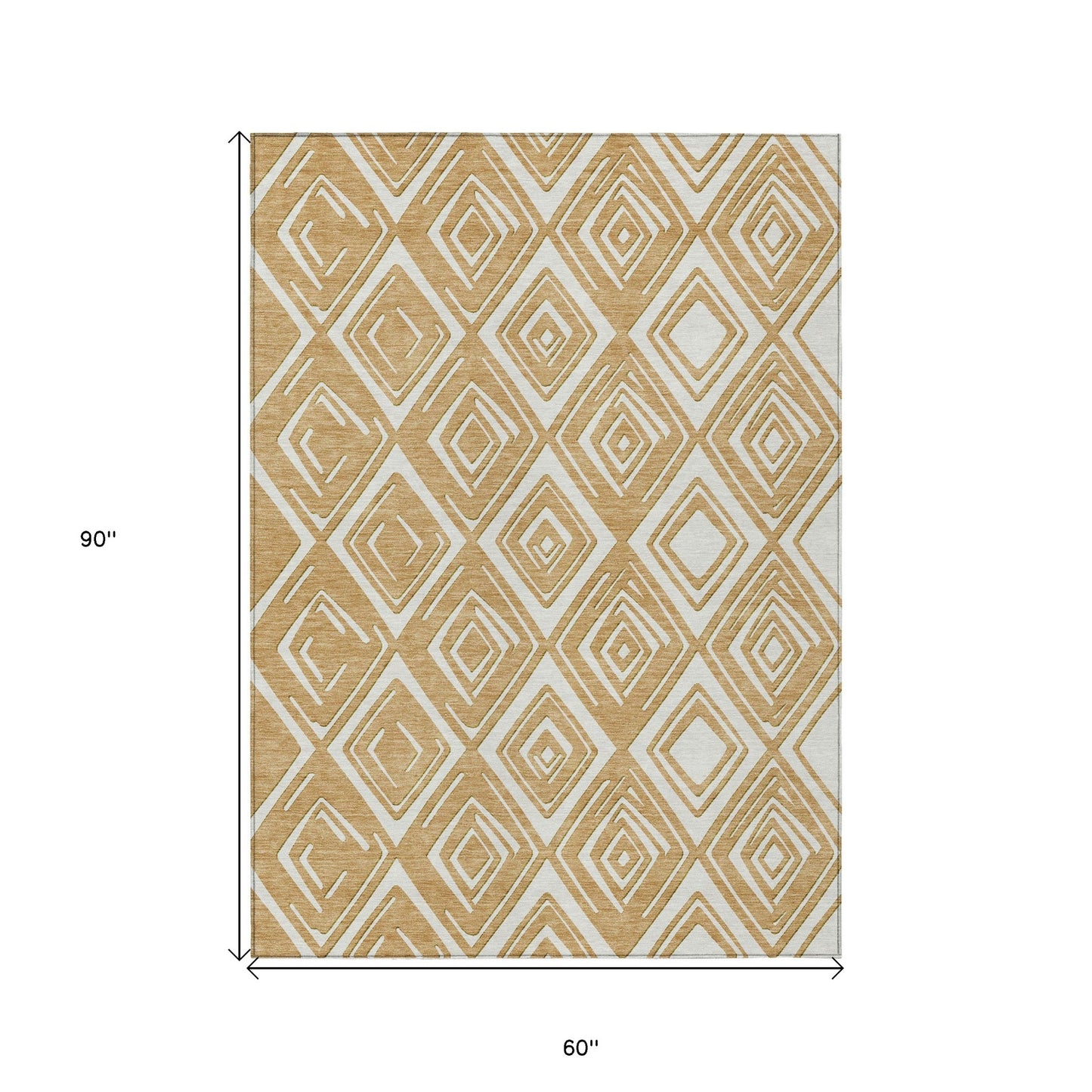 5' X 8' Gold And Ivory Geometric Washable Indoor Outdoor Area Rug - Grain & Gear