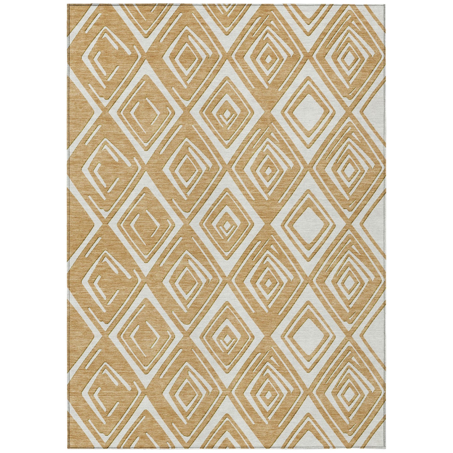 5' X 8' Gold And Ivory Geometric Washable Indoor Outdoor Area Rug - Grain & Gear