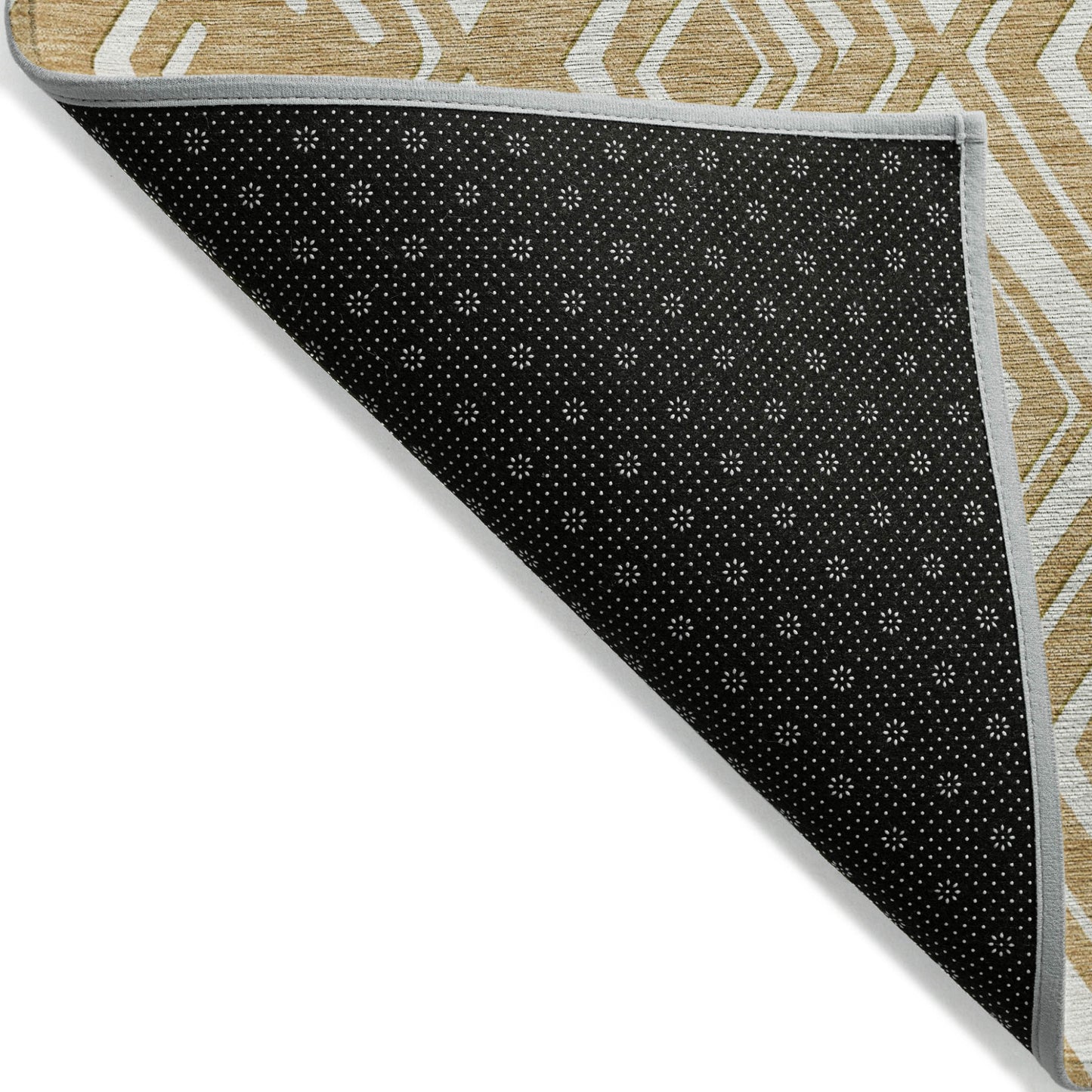 5' X 8' Gold And Ivory Geometric Washable Indoor Outdoor Area Rug - Grain & Gear