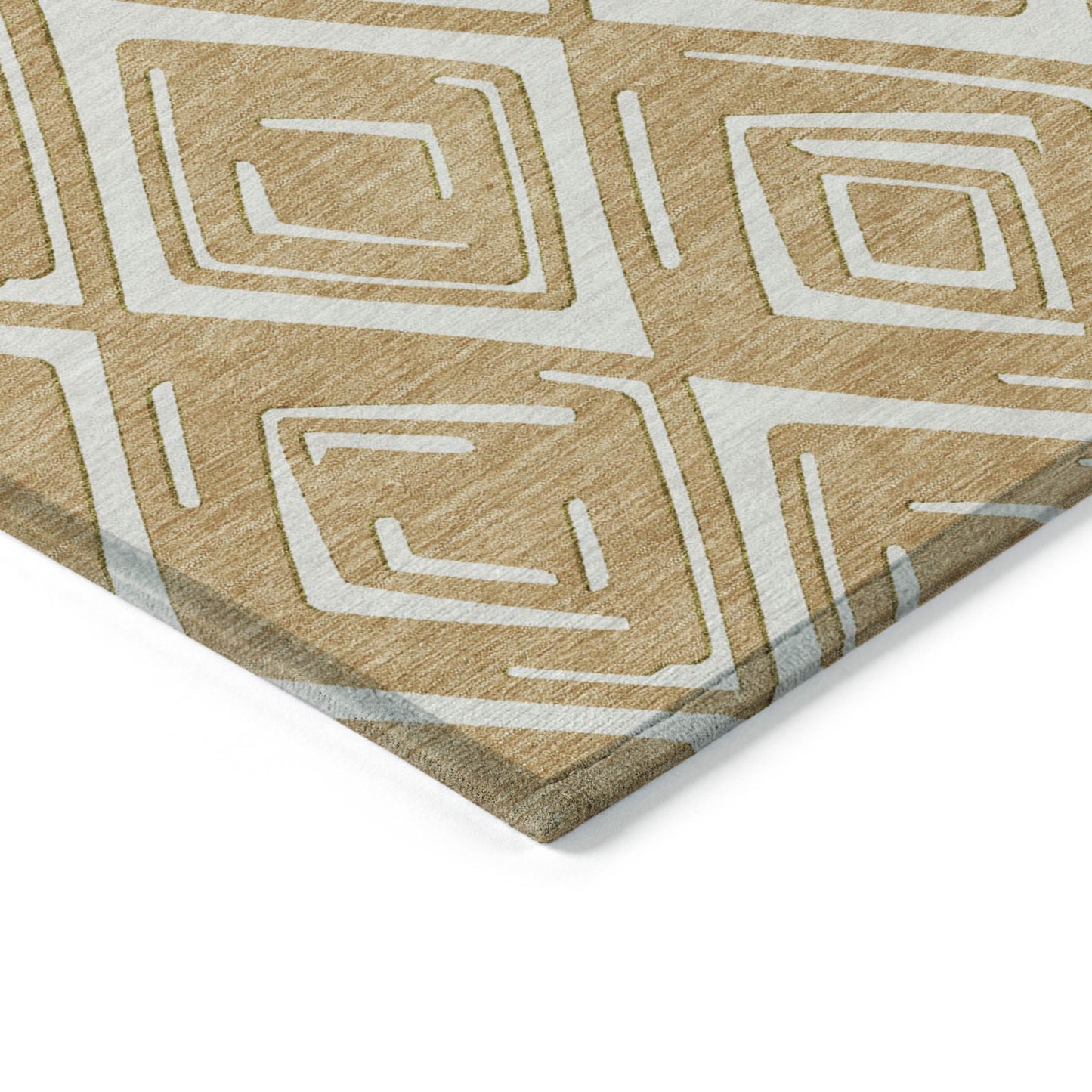 5' X 8' Gold And Ivory Geometric Washable Indoor Outdoor Area Rug - Grain & Gear