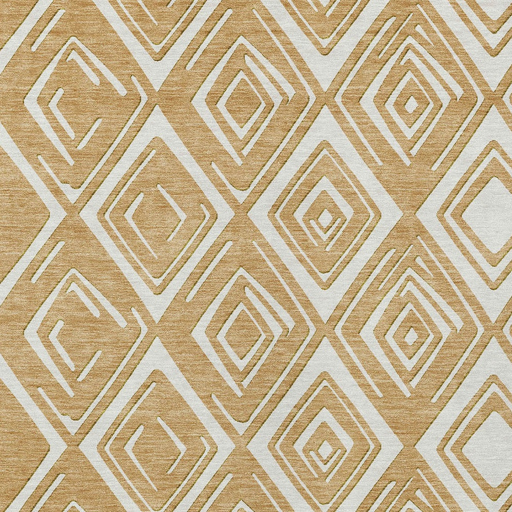 5' X 8' Gold And Ivory Geometric Washable Indoor Outdoor Area Rug - Grain & Gear