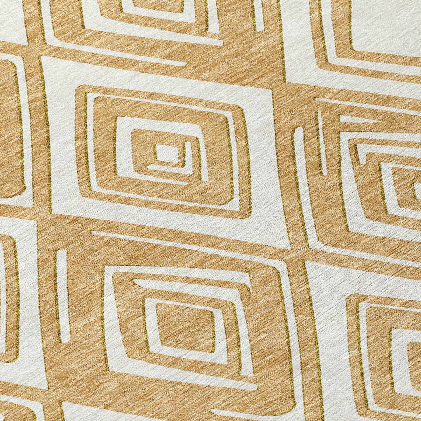 5' X 8' Gold And Ivory Geometric Washable Indoor Outdoor Area Rug - Grain & Gear