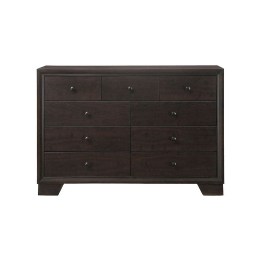 57" Espresso Solid and Manufactured Wood Nine Drawer Double Dresser - Grain & Gear