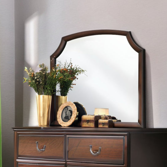 37" Espresso Abstract Wood Framed Mounted Dresser Mirror - Grain & Gear