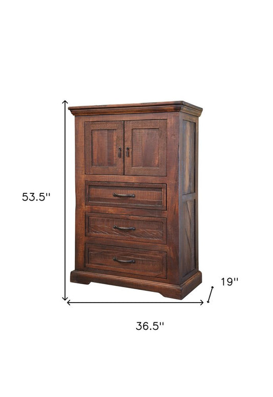 37" Brown Solid Wood Three Drawer Chest - Grain & Gear