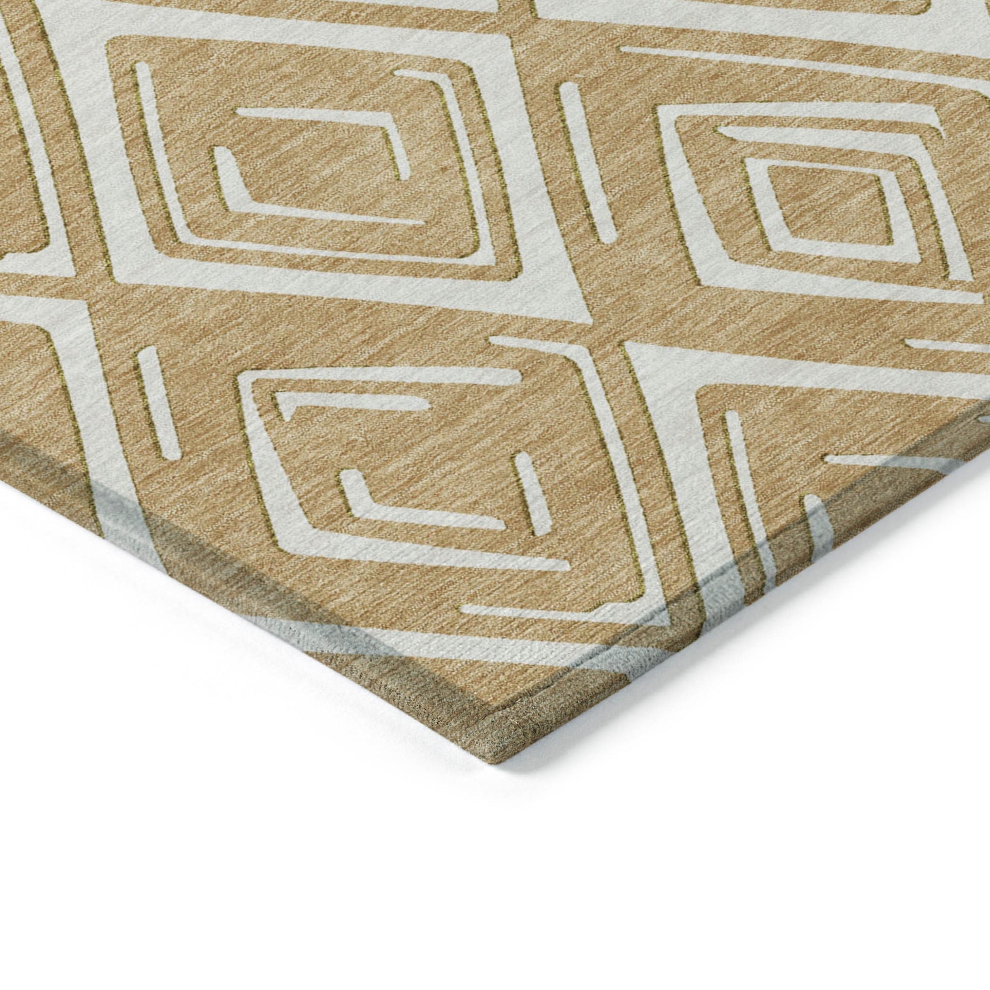 5' X 8' Gold And Ivory Geometric Washable Indoor Outdoor Area Rug - Grain & Gear