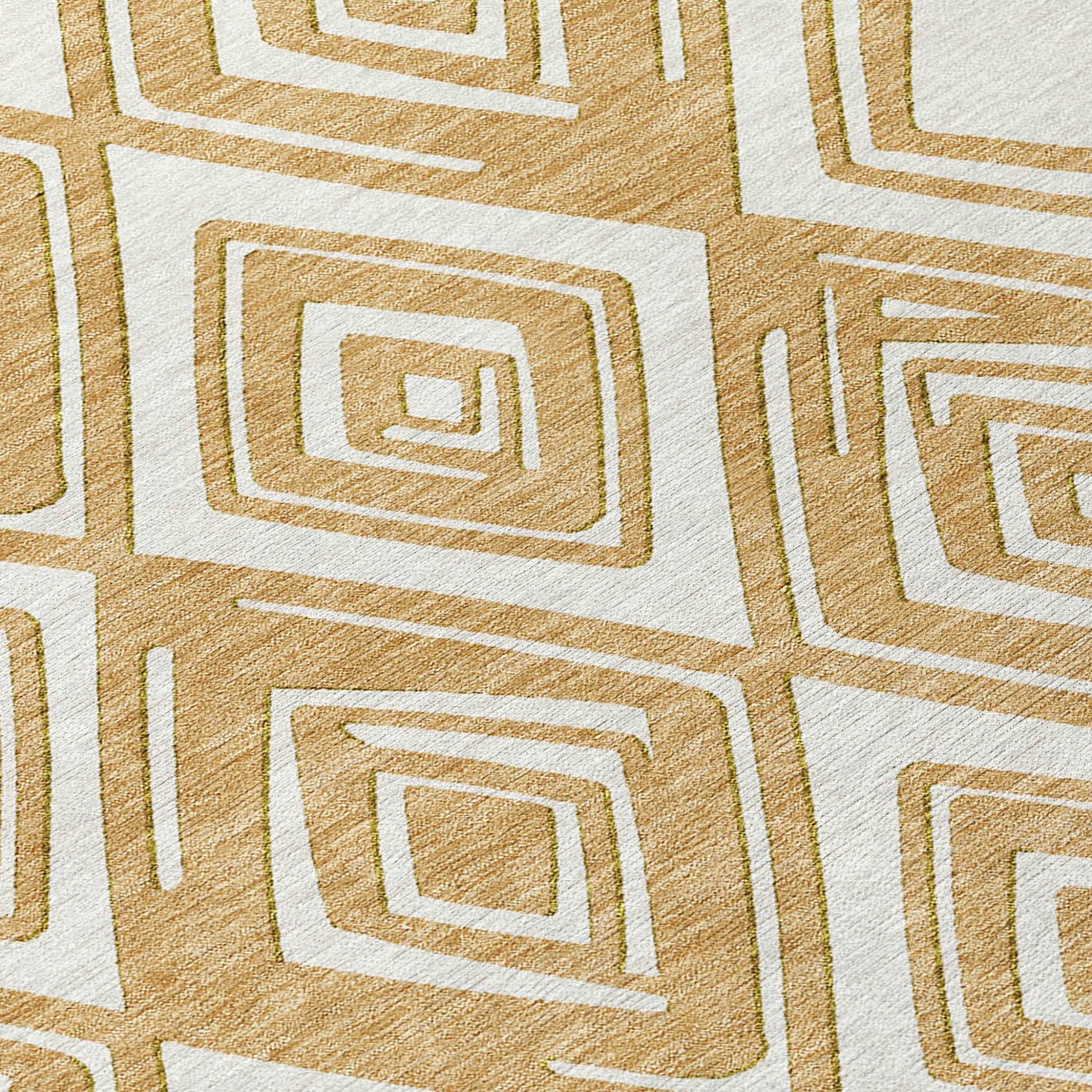 5' X 8' Gold And Ivory Geometric Washable Indoor Outdoor Area Rug - Grain & Gear