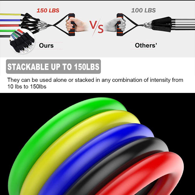 11Pcs Fitness Equipment Resistance Band Set - Grain & Gear